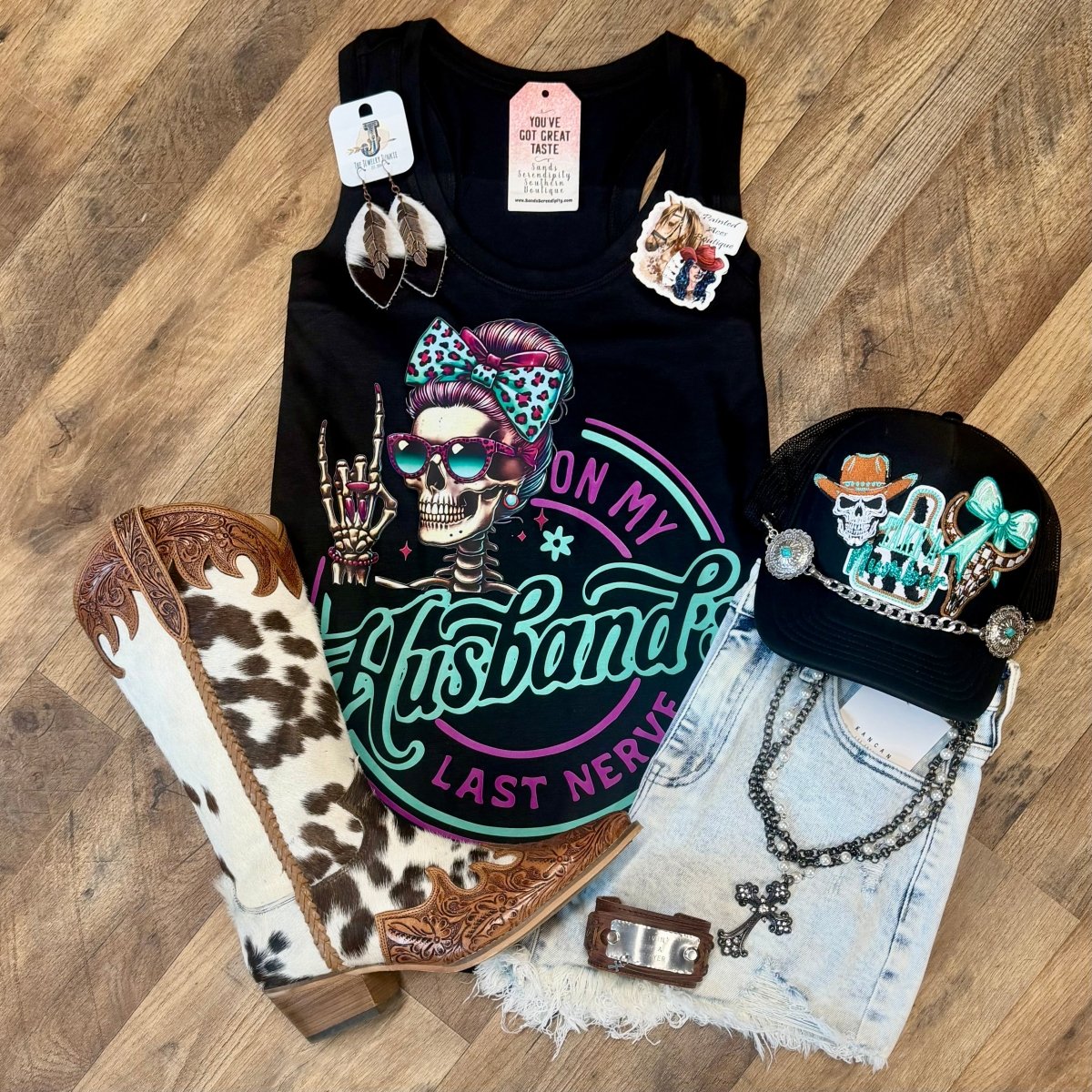 On My Husband’s Last Nerve | Country Graphic Tank Top - Painted Aces Boutique