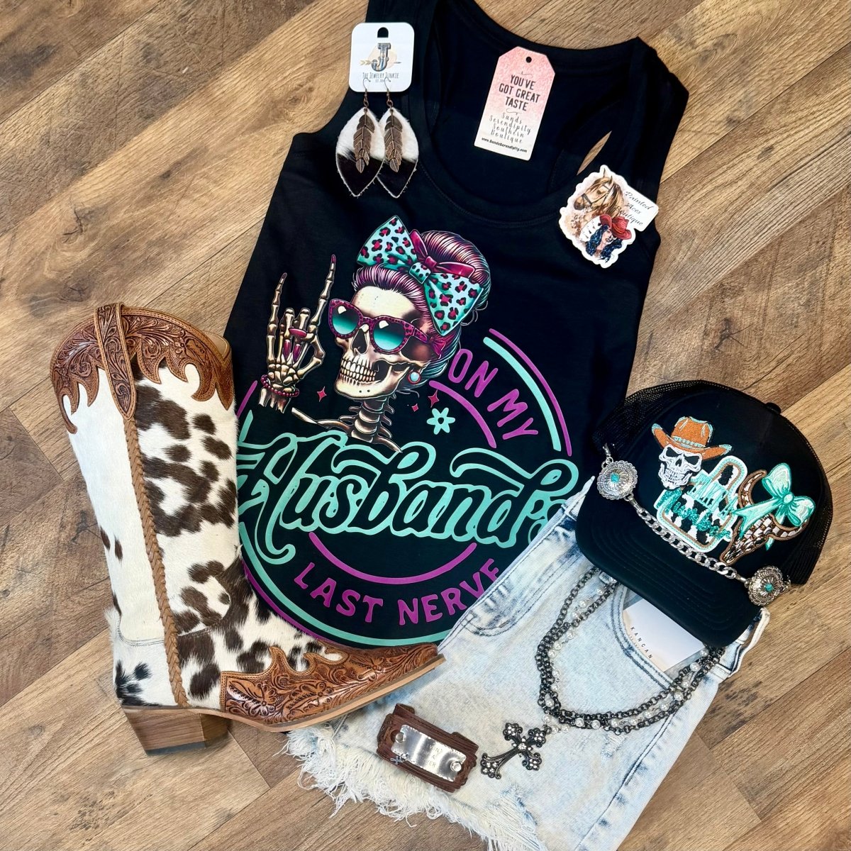 On My Husband’s Last Nerve | Country Graphic Tank Top - Painted Aces Boutique