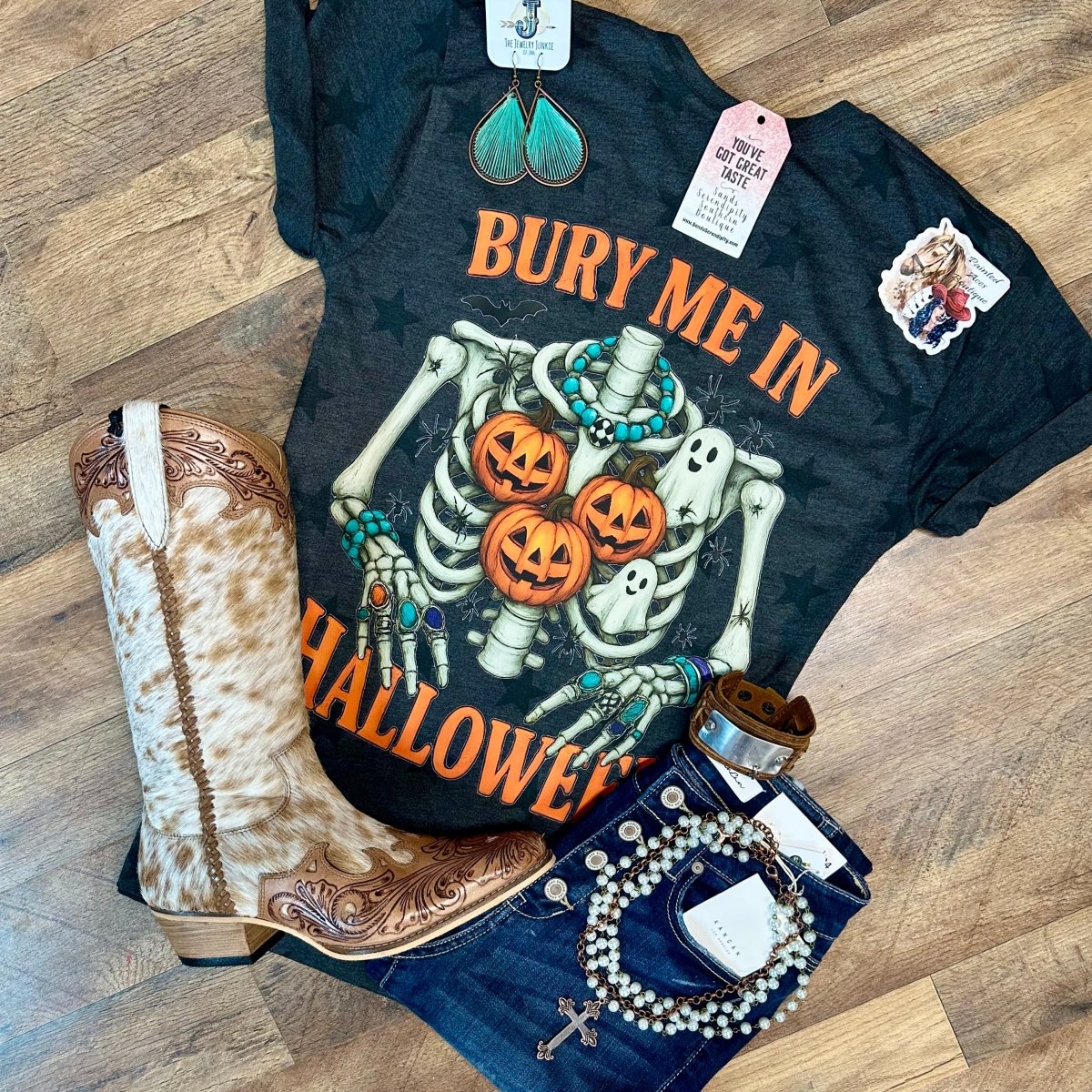 Painted Aces Bury Me In Halloween | Fall Vibes Graphic T-Shirt - Painted Aces Boutique