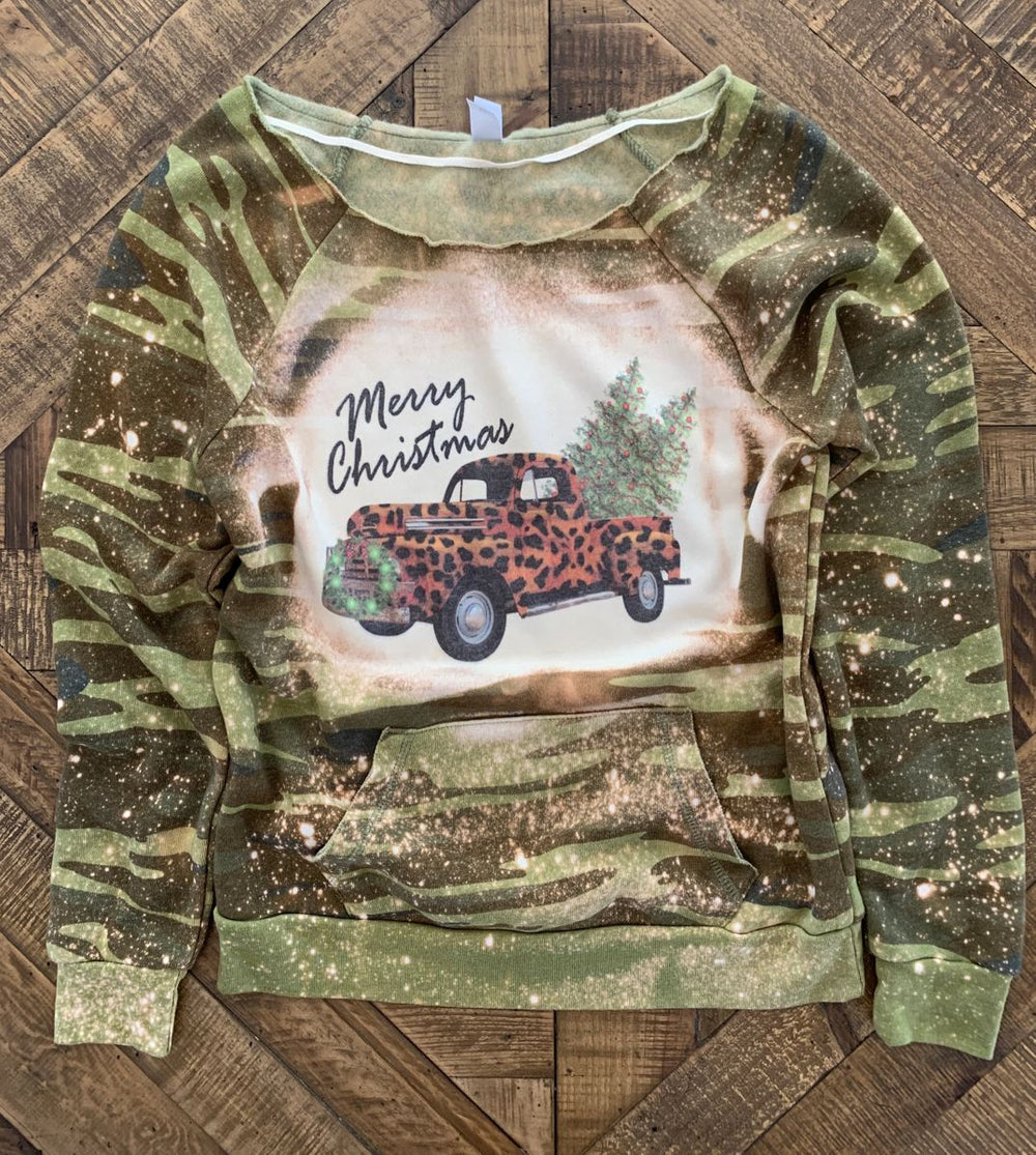 Bleached Sweatshirts - Camo Merry Christmas