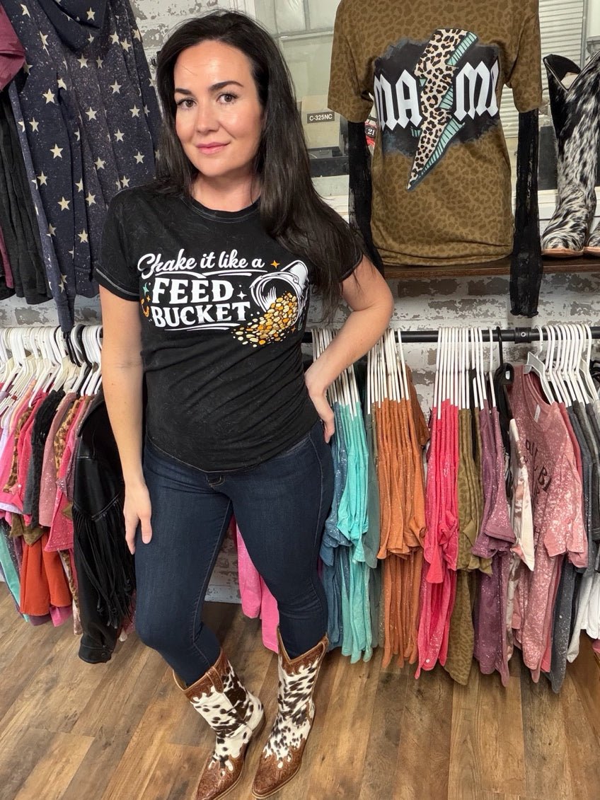 Shake It Like A Feed Bucket | Funny County Graphic T-Shirt - Painted Aces Boutique
