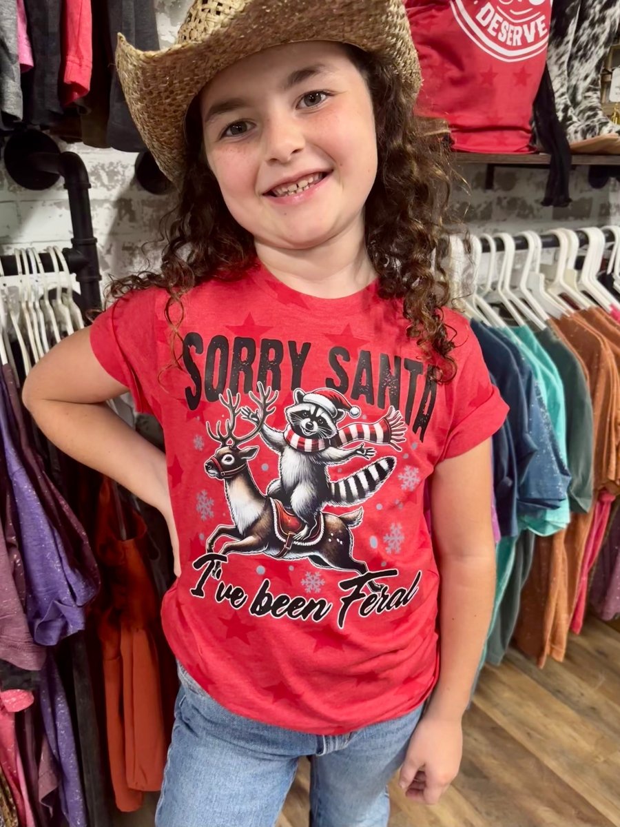 Sorry Santa I’ve Been Feral | Kids Cool Country Tees - Painted Aces Boutique