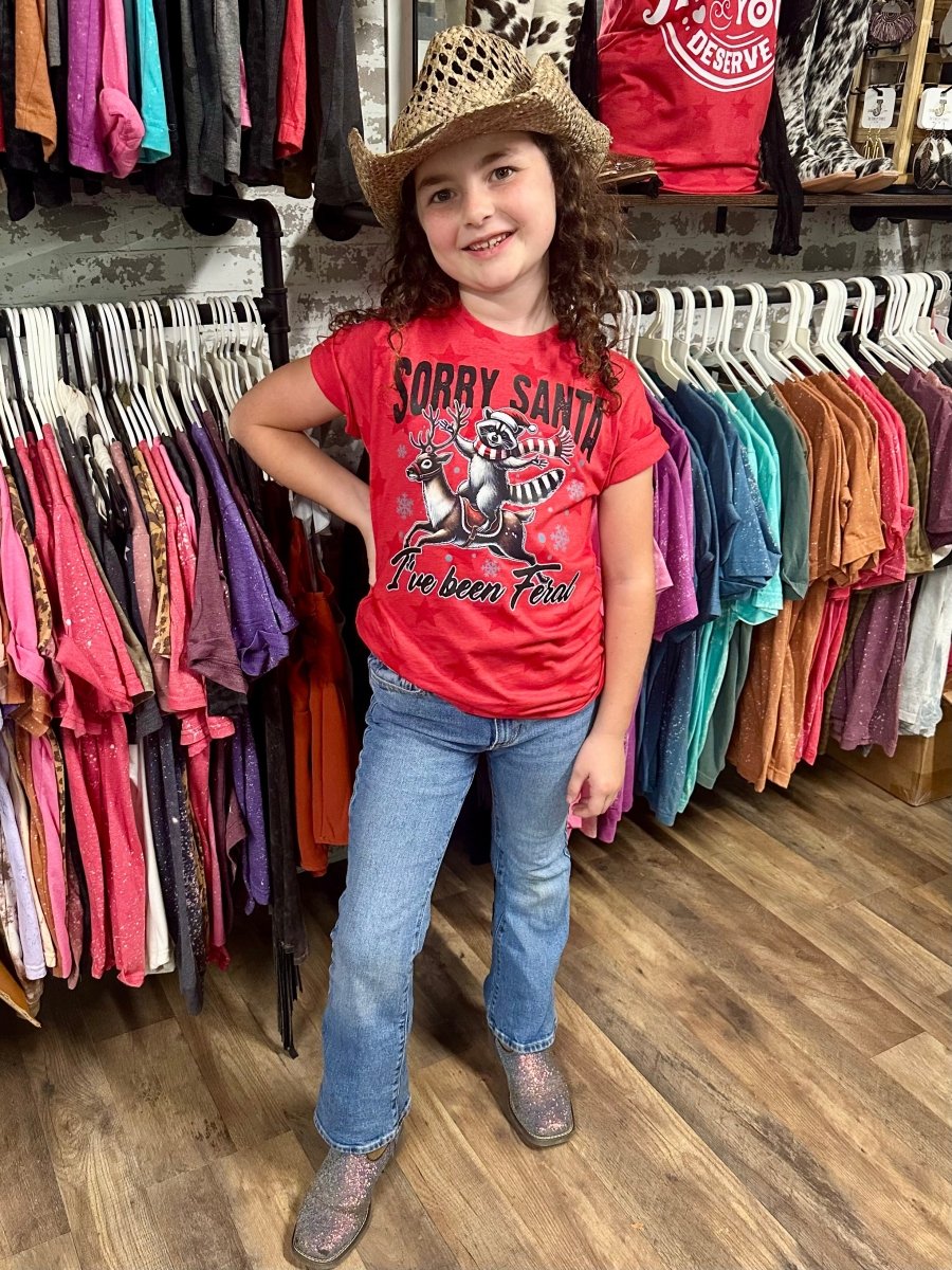 Sorry Santa I’ve Been Feral | Kids Cool Country Tees - Painted Aces Boutique