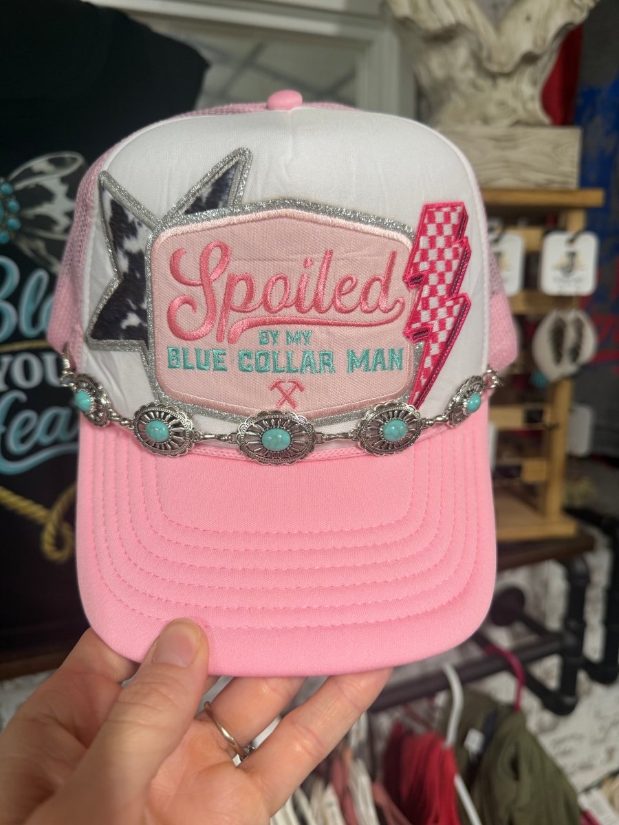 Spoiled By My Blue Collar Man Trucker Hat | Western Cowgirl Hats - Painted Aces Boutique