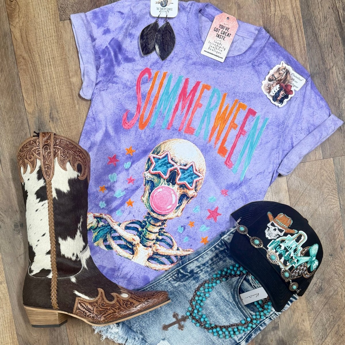 Summerween Skeleton | Fall Vibes Graphic T-Shirt - Painted Aces Boutique