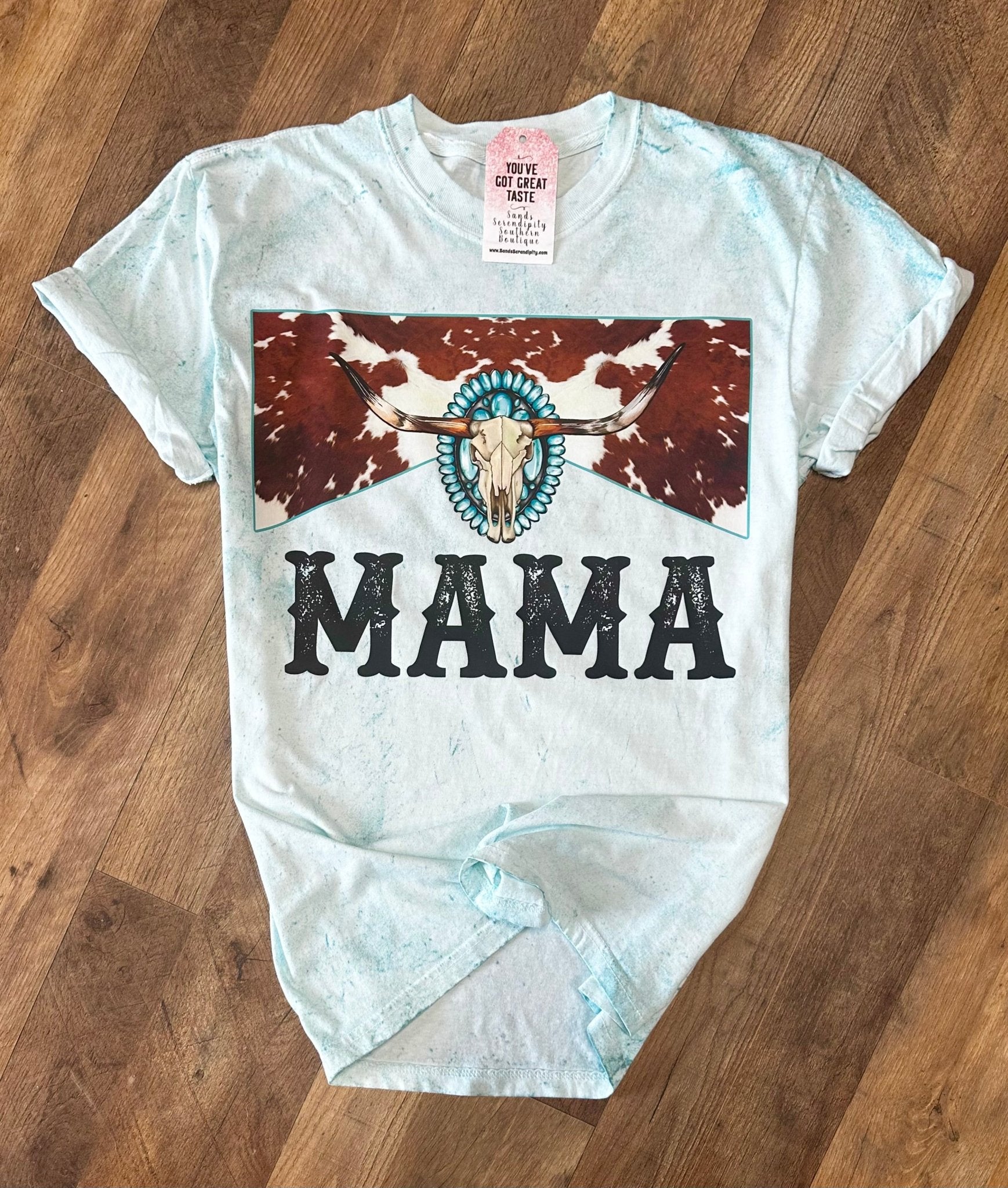Teal Cowhide Mama | Western Mama Graphic T-Shirt – Painted Aces