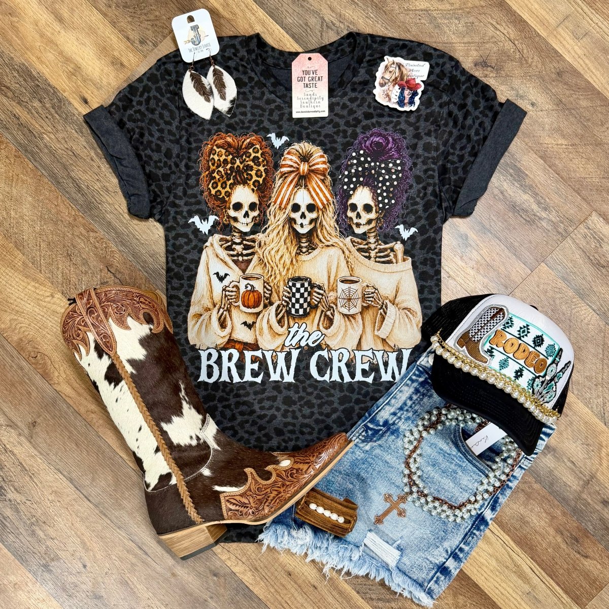 The Brew Crew | Fall Vibes Graphic T-Shirt - Painted Aces Boutique