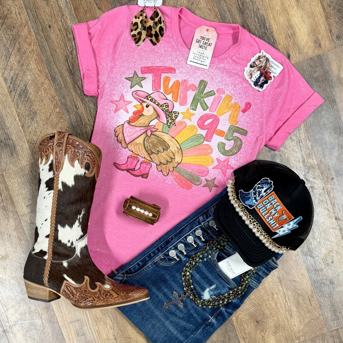 Turkin’ 9 to 5 | Western Holiday Tee - Painted Aces Boutique