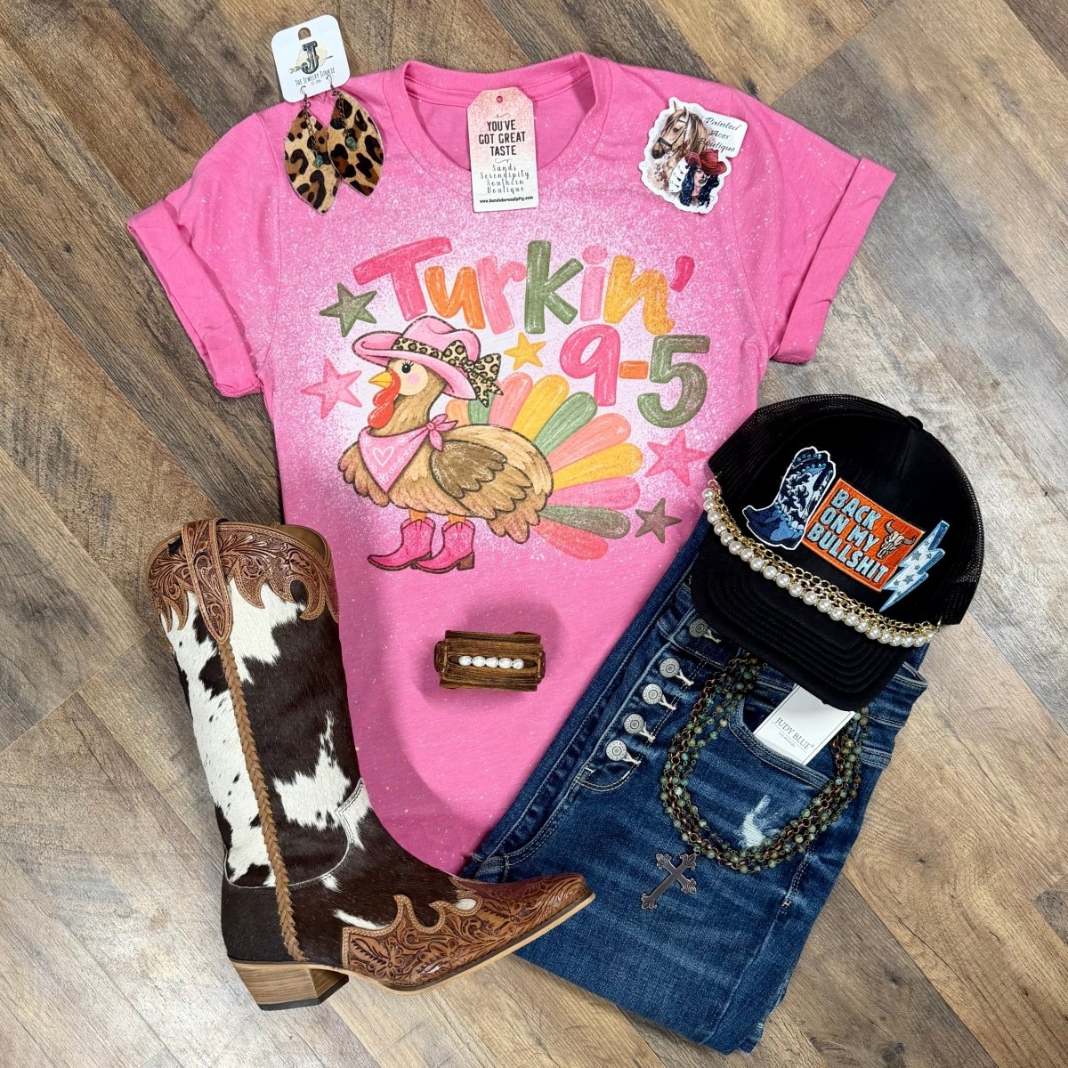 Turkin’ 9 to 5 | Western Holiday Tee - Painted Aces Boutique