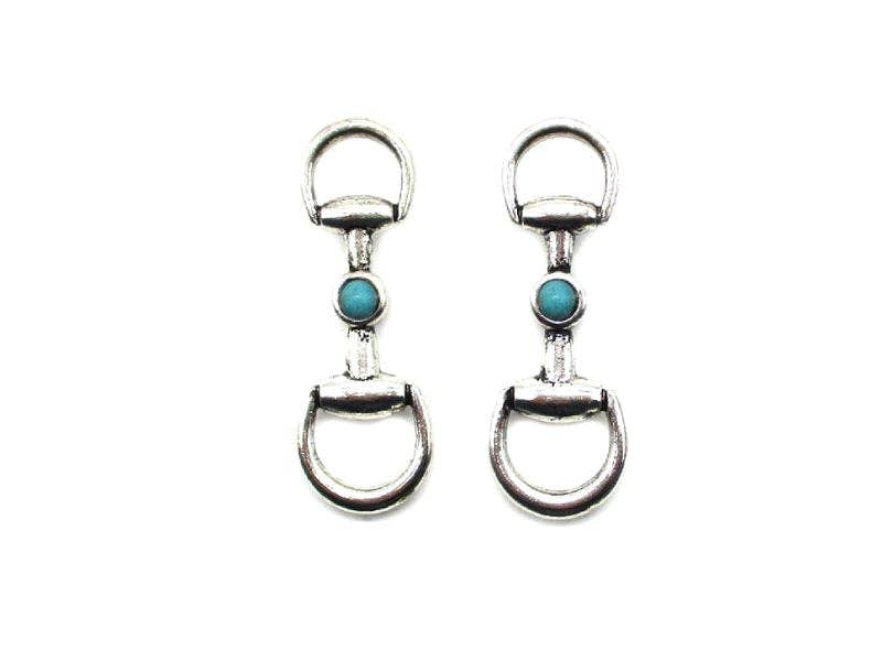 Western Snaffle Bit Turquoise Post Earring - Painted Aces Boutique