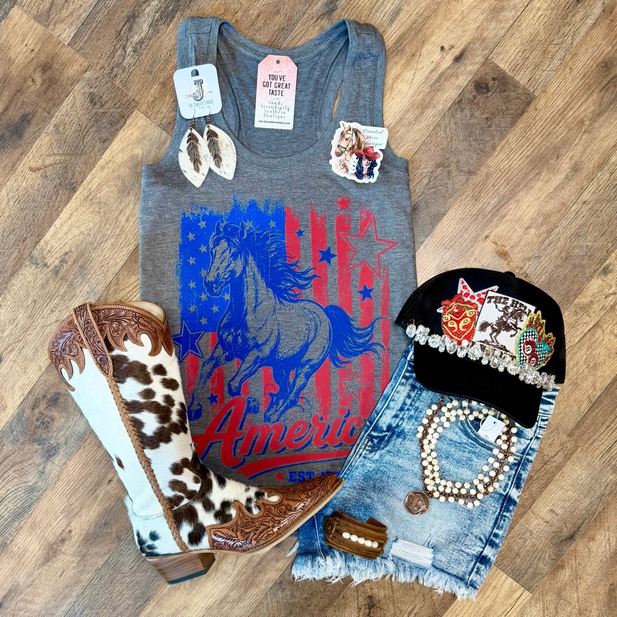 Wild & Free America | Country Graphic Tank Top - Painted Aces Boutique