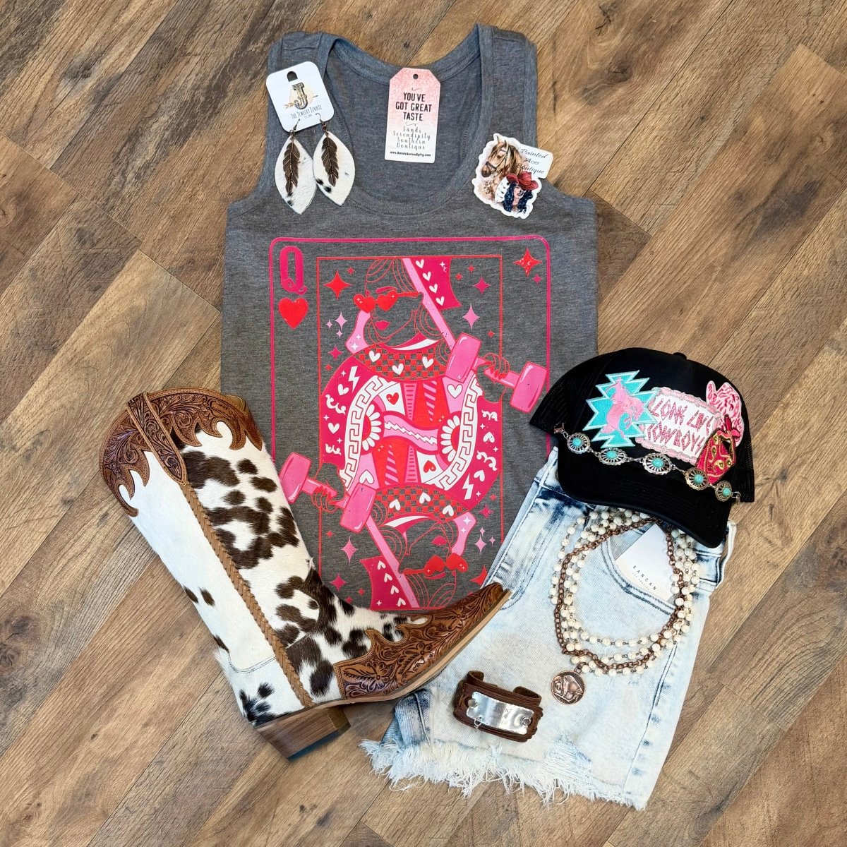 Workout Queen | Country Graphic Tank Top - Painted Aces Boutique