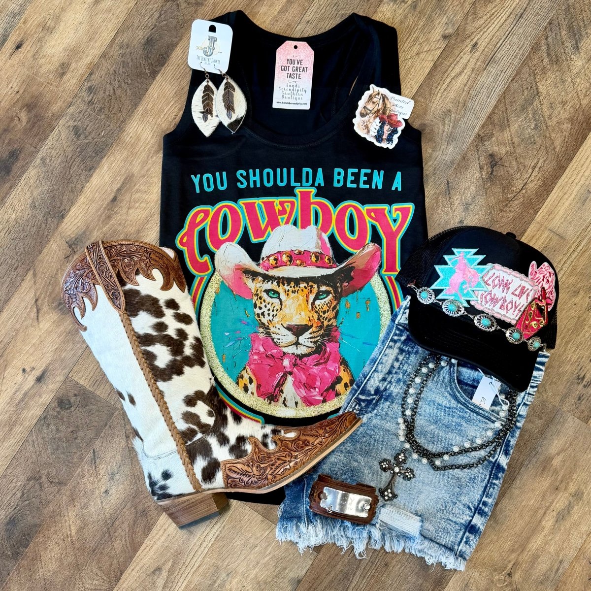 You Should’ve Been A Cowboy | Country Graphic Tank Top - Painted Aces Boutique
