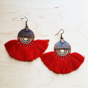 Red Fan Tassel Earrings - Sands Serendipity Boutique