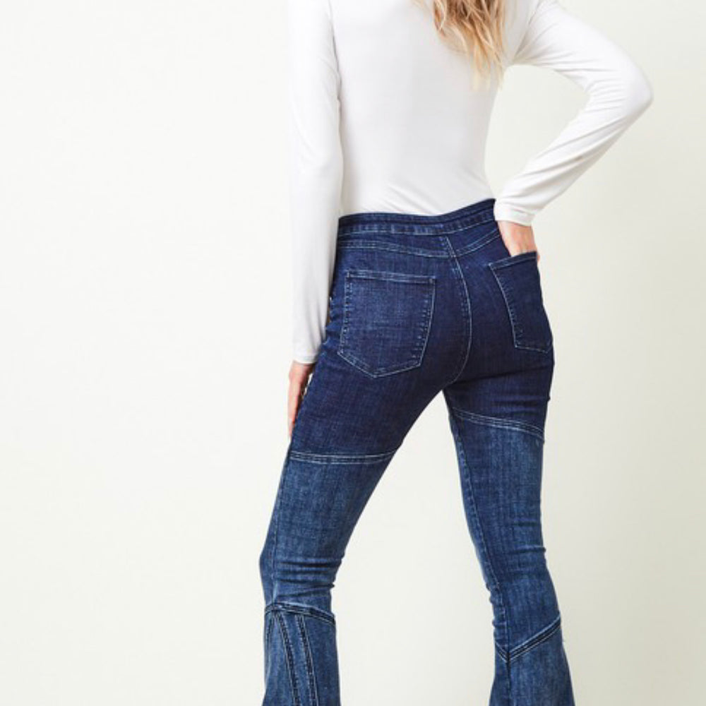 
                      
                        Dark Denim Ombré Panel Flare Jeans - Sands Serendipity Boutique
                      
                    