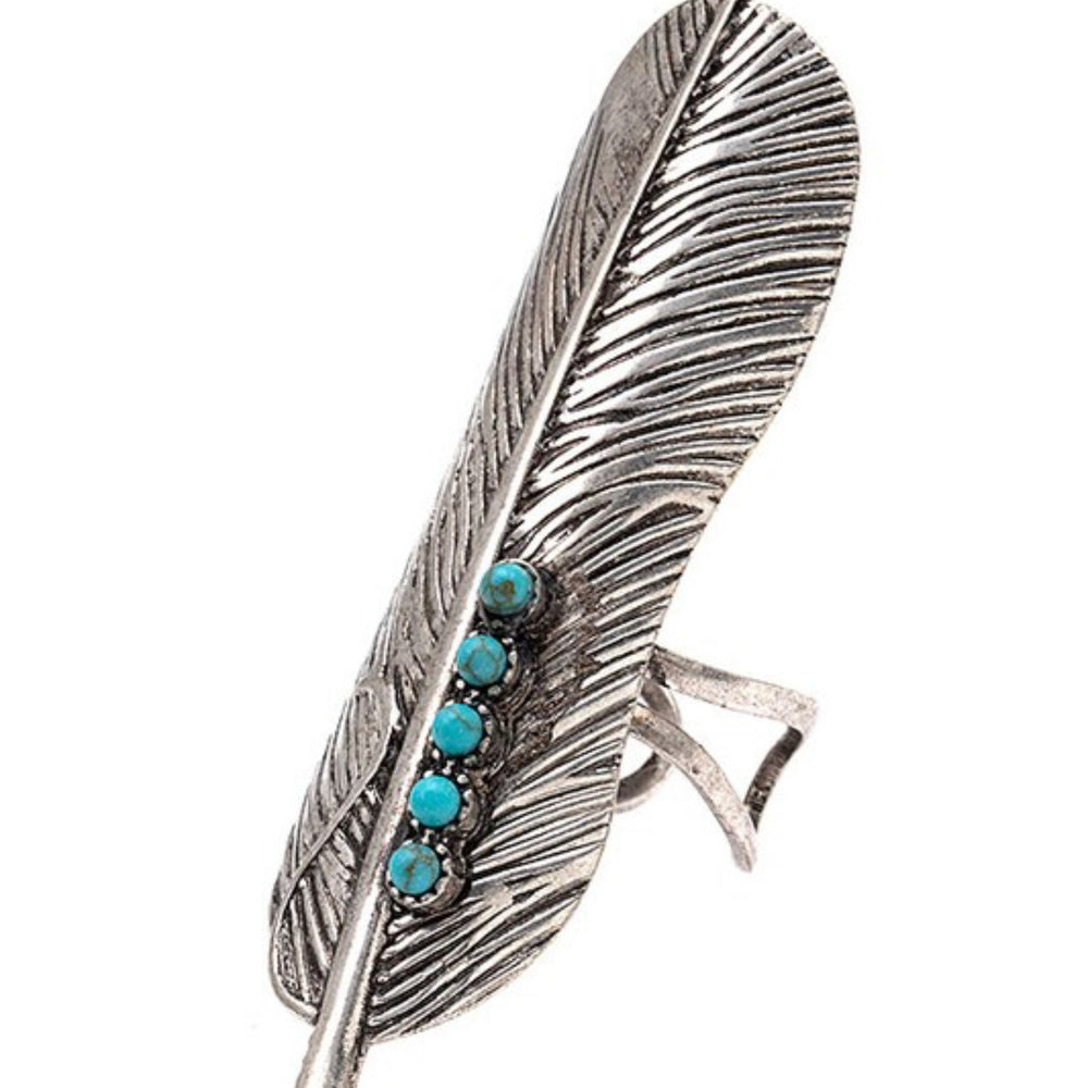 Leaf Ring With Turquoise Accent