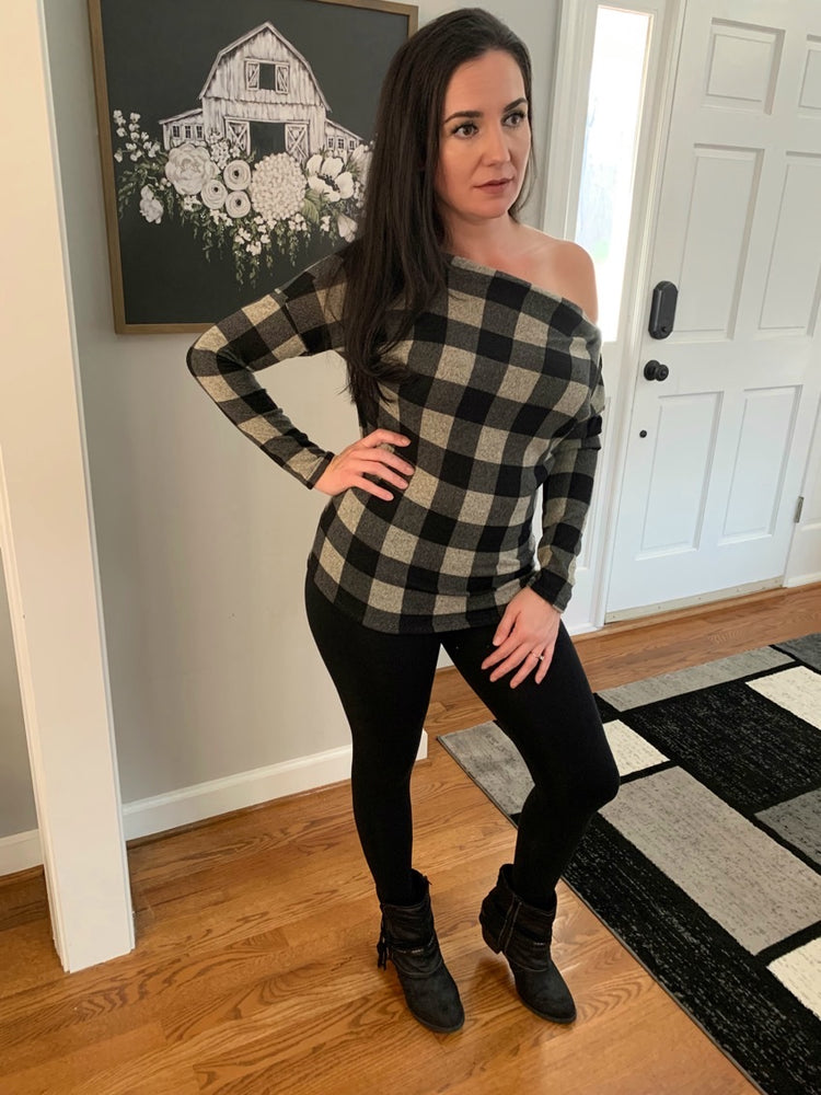 
                      
                        Plaid off the shoulder top - Sands Serendipity Boutique
                      
                    