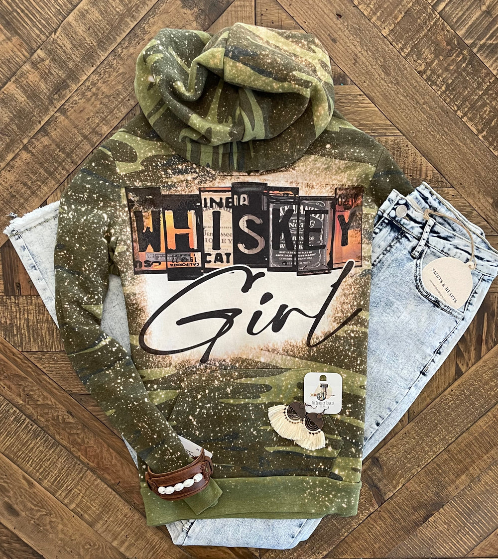 Whiskey Girl Camo Hoodie 🥃 - Sands Serendipity Boutique