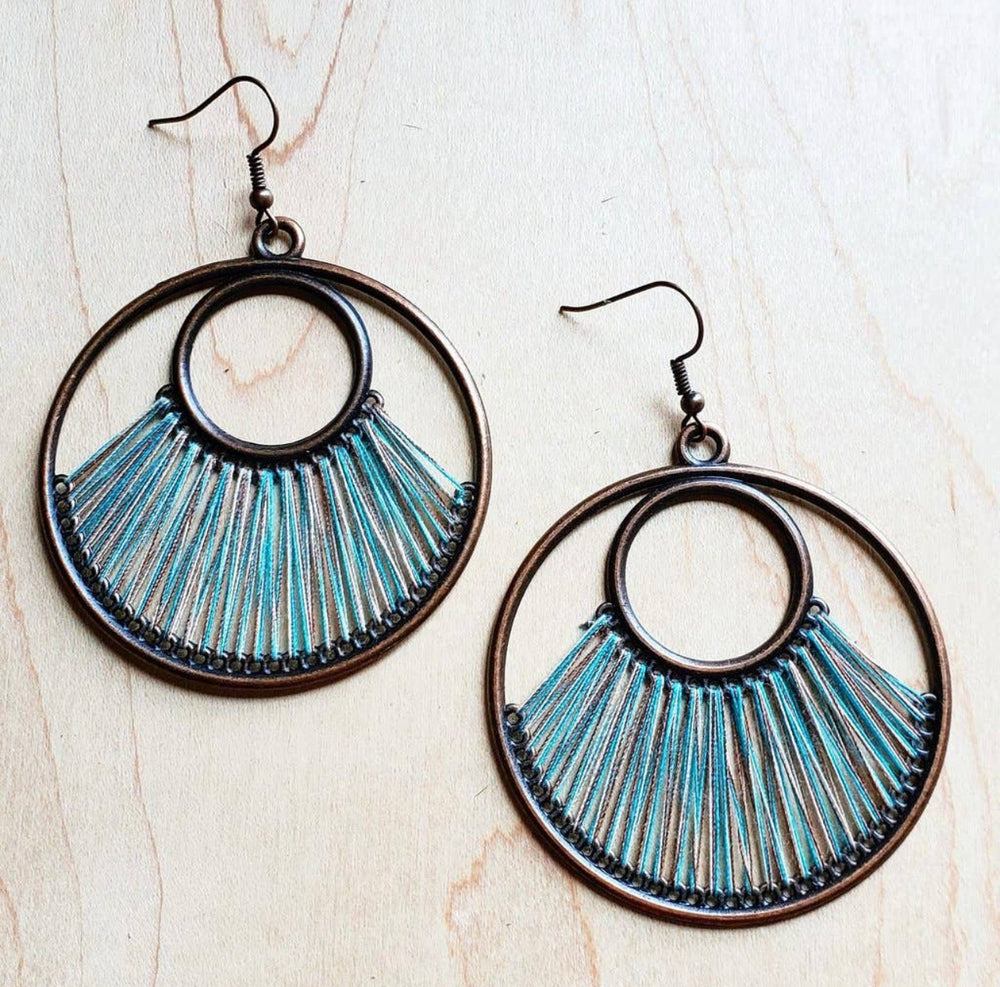 Turquoise Blue Woven Hoop Earrings - Sands Serendipity Boutique