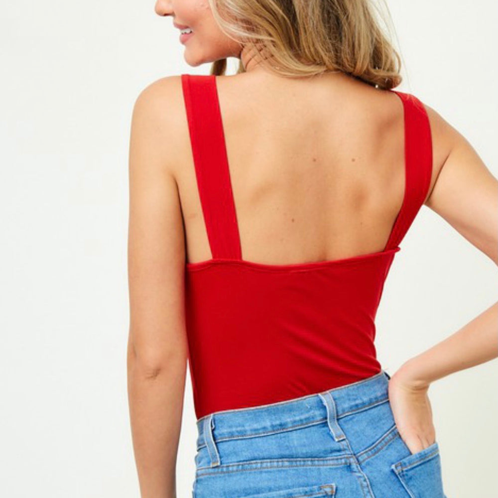 Red V Trim Bodysuit - Sands Serendipity Boutique