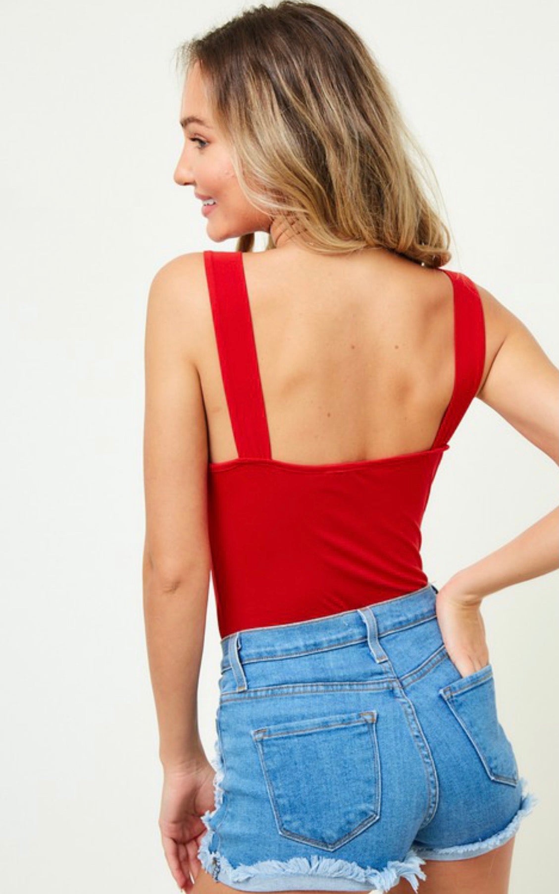 Red V Trim Bodysuit - Sands Serendipity Boutique