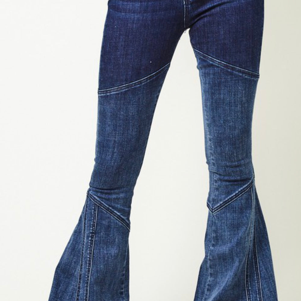 
                      
                        Dark Denim Ombré Panel Flare Jeans - Sands Serendipity Boutique
                      
                    