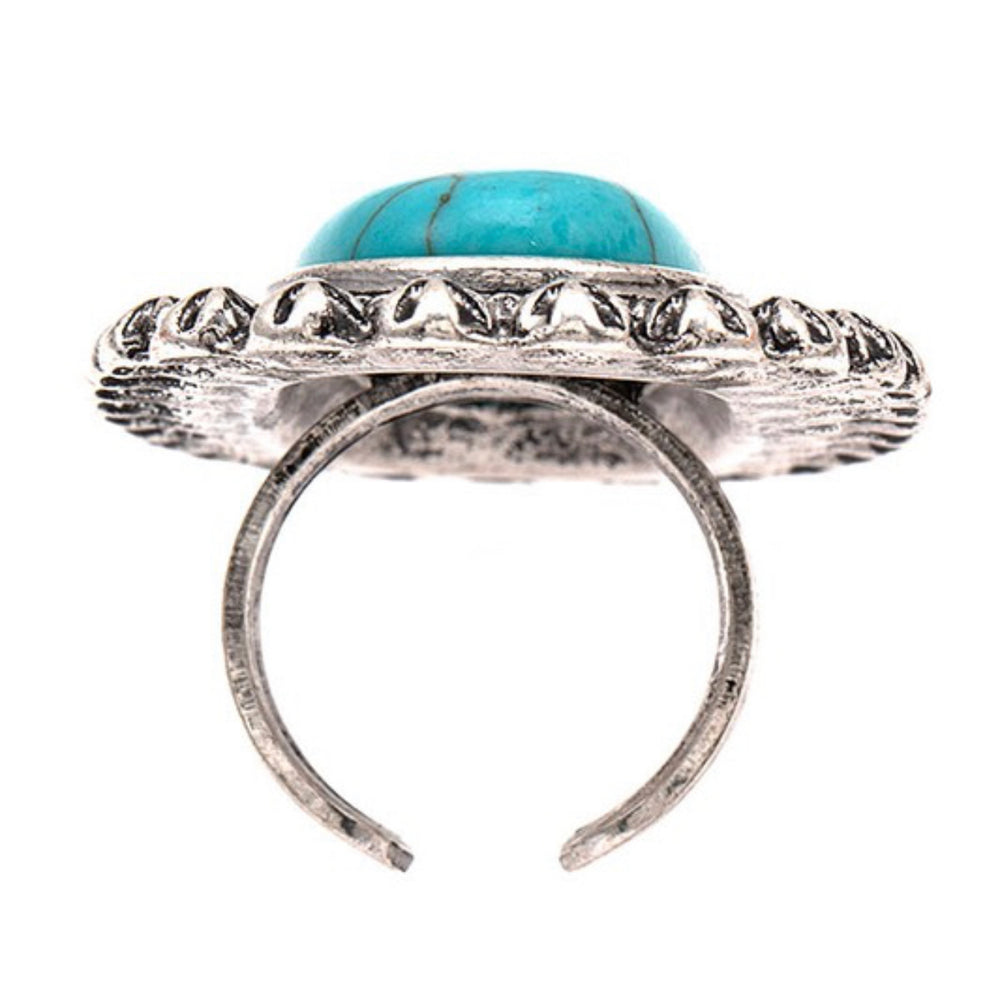 Large Oval Framed Turquoise Cuff Ring