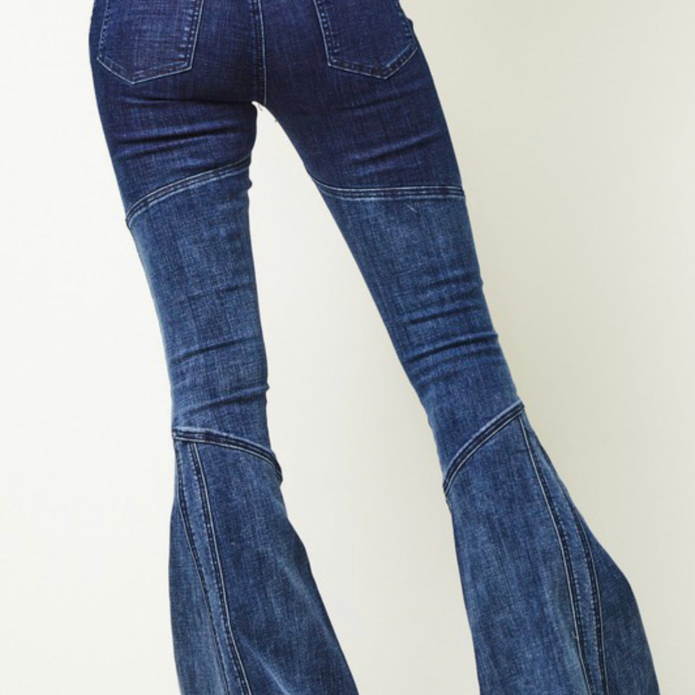 
                      
                        Dark Denim Ombré Panel Flare Jeans - Sands Serendipity Boutique
                      
                    