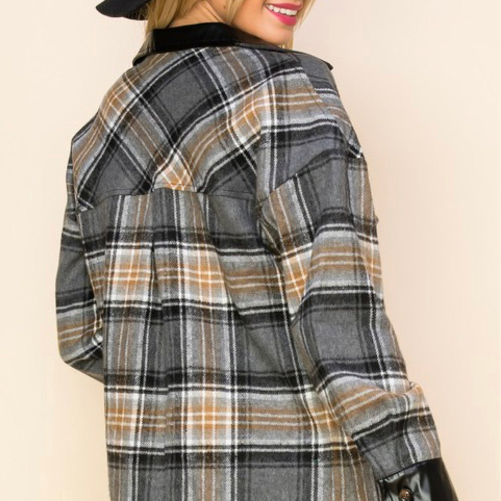 
                      
                        Gray & Gold Plaid Shacket
                      
                    