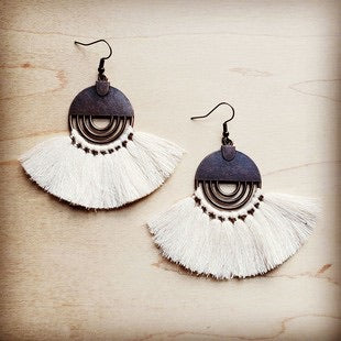 Cream Fan Tassel Earrings - Sands Serendipity Boutique