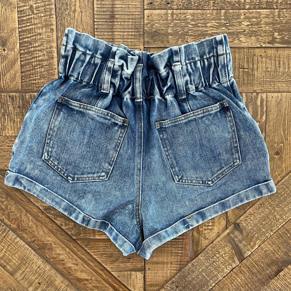 
                      
                        High Rise Scrunch Waist Denim Mom Shorts - Sands Serendipity Boutique
                      
                    