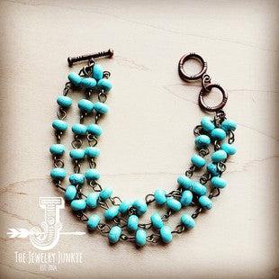 Turquoise Triple Strand Stone Bracelet - Sands Serendipity Boutique