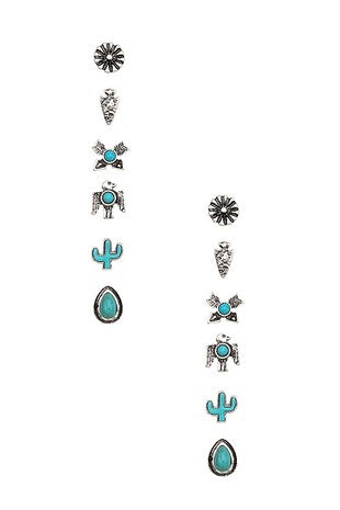 6 Pairs Of Western Themed Earring Set 2