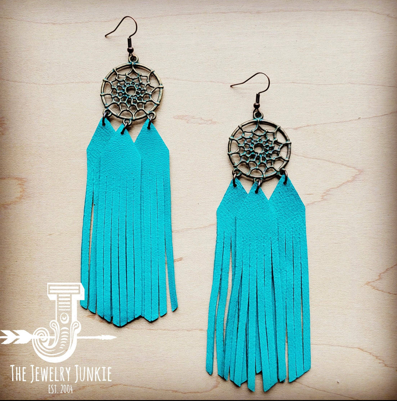 FROSTY BLUE and GOLD LEATHER FRINGE EARRINGS ⋆ Behold Jewelry & Designs -  West Hartford, CT