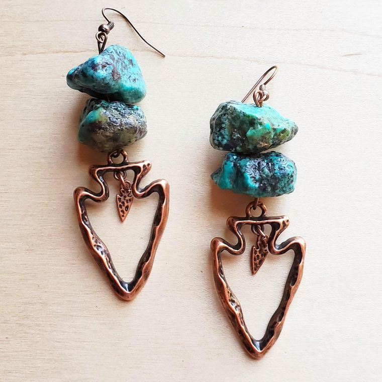 Natural Turquoise Dangle Arrowhead Earring - Sands Serendipity Boutique