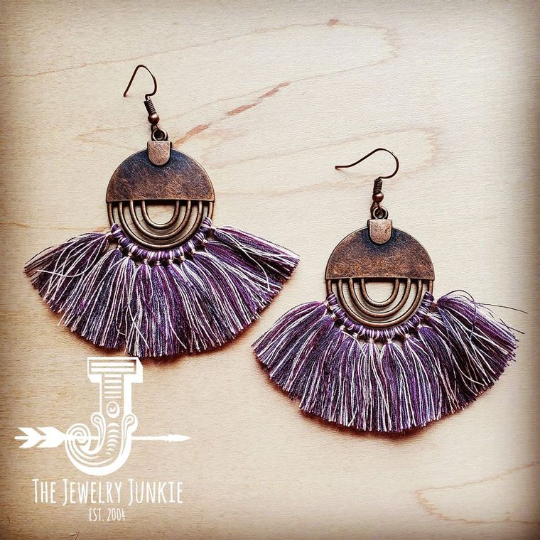 Violet Fan Tassel Earrings - Sands Serendipity Boutique