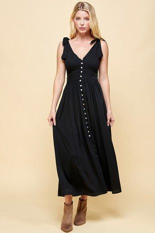 Tie Strap Button Down Maxi - Painted Aces Boutique