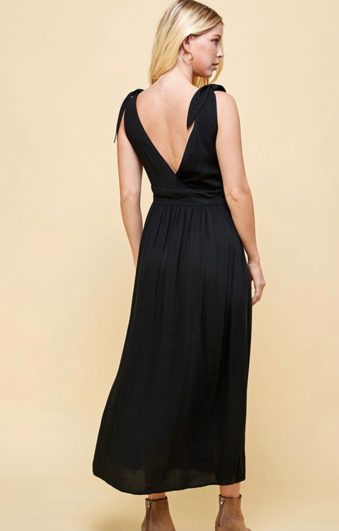 Tie Strap Button Down Maxi - Painted Aces Boutique