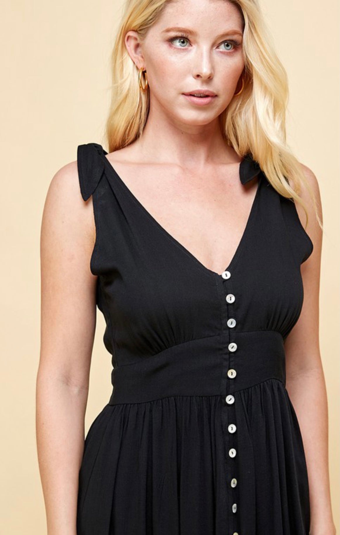 Tie Strap Button Down Maxi - Painted Aces Boutique